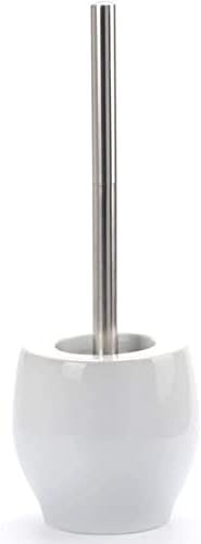 NIUBB Toilet Brush with Ceramic Base and Silver Handle