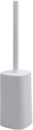 Plastic Toilet Brush with Holder - Space Saving Deep Cleaning Durable Grey