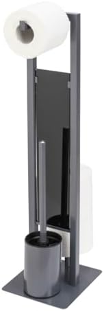 WENKO Rivalta Standing Toilet Set with Brush Paper Holder Grey