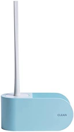 Wall-Mounted Toilet Brush with Holder Set TPR Soft Silicone Brush Light Blue