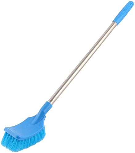 Blue Plastic Rectangle Toilet Brush with Non-Slip Handle
