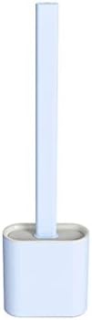 UNNS Toilet Brush with Bracket Compact Cleaning Tool TPR Bristles Long Handle Blue