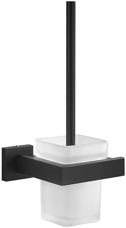 TINYROW Glass Wall Mounted Toilet Brush and Holder