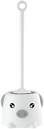 Cute Cartoon Piggy Toilet Brush with Holder - Gray