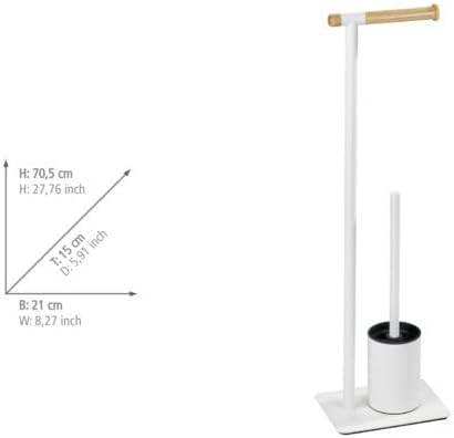 WENKO Toilet Brush with Holder Steel WhiteBrown