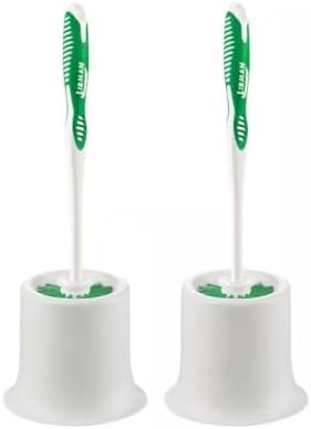 GDUFAMIU Toilet Brush and Holder White Green 2-Pack Made in USA