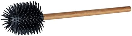 WENKO Replacement Toilet Brush with Bamboo Handle and Black Silicone Head