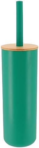 Green Toilet Brush with Bamboo Holder - Eco-Friendly Bathroom Accessory