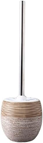 Retro Toilet Brush with Ceramic Holder and Long Handle