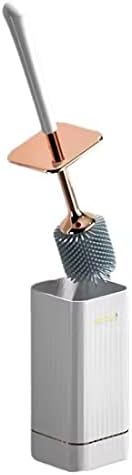 Silicone Toilet Brush with Holder Durable Easy to Clean White