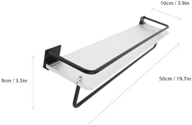 50Cm Wall Mount Shower Caddy with Towel Hanger and Acrylic Base
