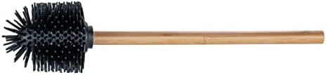 WENKO Replacement Toilet Brush with Bamboo Handle and Black Silicone Head