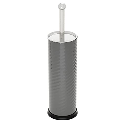 Home Basics Toilet Brush with Swirl Canister Grey 1