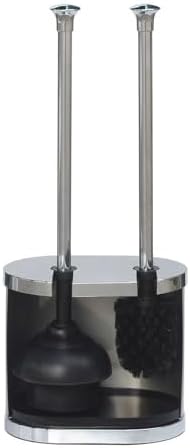 CLMSTE Brushed Nickel Toilet Brush and Plunger Set 1