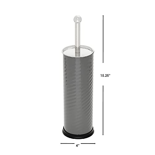 Home Basics Toilet Brush with Swirl Canister Grey 1