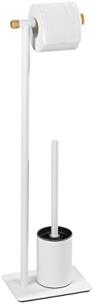 WENKO Toilet Brush with Holder Steel WhiteBrown