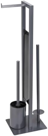 WENKO Rivalta Standing Toilet Set with Brush Paper Holder Grey