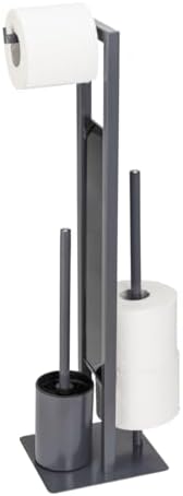 WENKO Rivalta Standing Toilet Set with Brush Paper Holder Grey