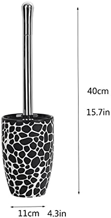 Pebble Pattern Toilet Brush with Stand Ceramic Set