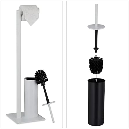 Relaxdays Toilet Brush Holder Set 100 Steel White