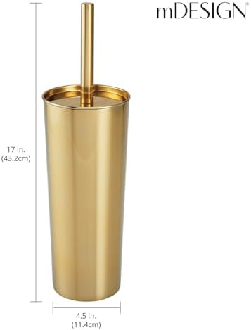 mDesign Soft Brass Toilet Brush and Holder Set 1