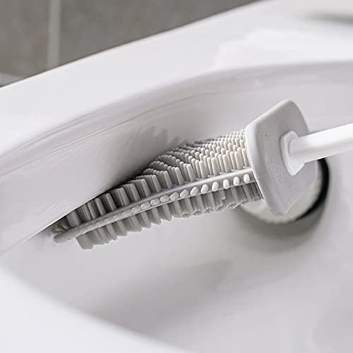 Durable Silicone Toilet Brush with Holder Light Grey