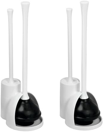 iDesign Toilet Brush Plunger Set - 2 Piece White