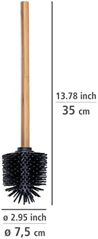 WENKO Replacement Toilet Brush with Bamboo Handle and Black Silicone Head