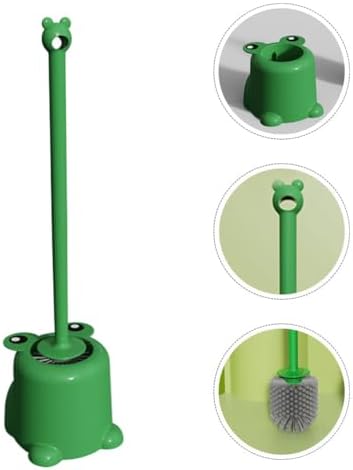 Frog Toilet Bowl Brush and Holder Set Green