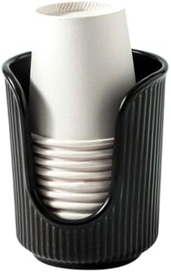 Bathroom Cup Dispenser with Non-Slip Base Black Plastic