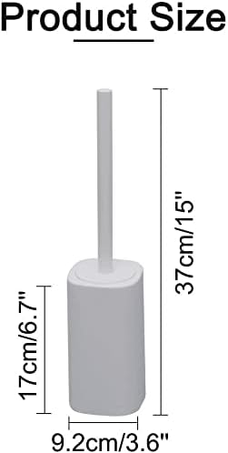 Plastic Toilet Brush with Holder - Space Saving Deep Cleaning Durable Grey