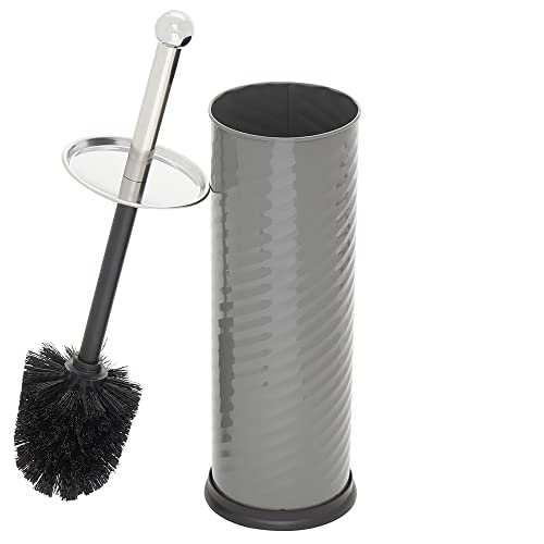 Home Basics Toilet Brush with Swirl Canister Grey 1