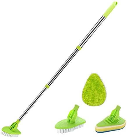 Adjustable 3 in 1 Toilet Scrub Brush with Long Handle