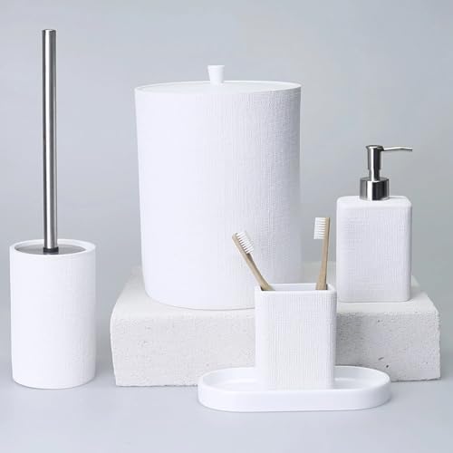 Linen Model Toilet Brush with Holder White 1
