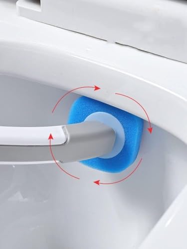 Disposable Toilet Brush with Holder and 8 Refills Pink