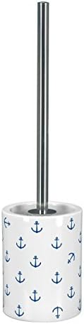 Stoneware Toilet Brush Holder with Anchor Design