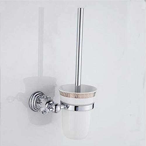 LUDSUY Chrome Bathroom Accessories Set Toilet Brush Holder Clear Crystal Wall-Mounted