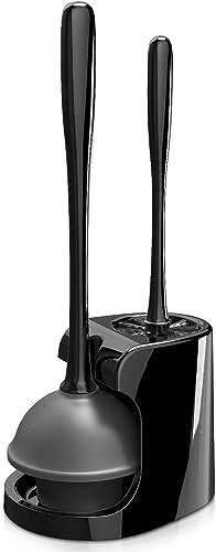Heavy Duty Toilet Brush and Plunger Set - Black