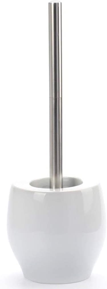 NIUBB Toilet Brush with Ceramic Base and Silver Handle