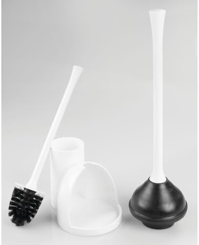 iDesign Toilet Brush Plunger Set - 2 Piece White