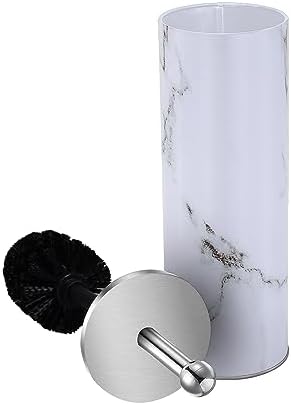 Zahari Home Marble Toilet Bowl Brush and Holder White Metal
