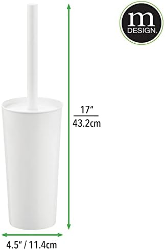mDesign Toilet Brush and Trash Can Set - White