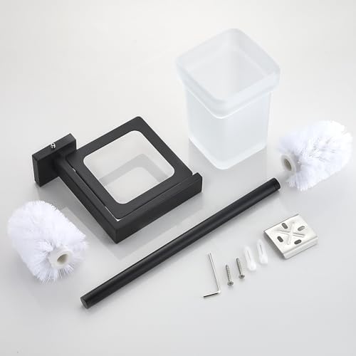 TINYROW Glass Wall Mounted Toilet Brush and Holder