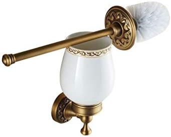 Antique Brushed Brass Toilet Brush Holder with Deep Cleaning Bristles 1