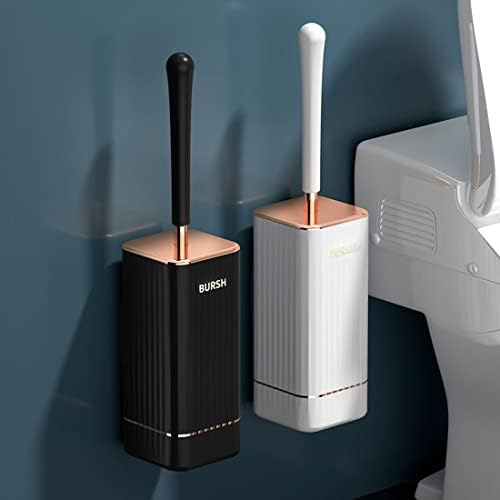 Silicone Toilet Brush with Holder Durable Easy to Clean White