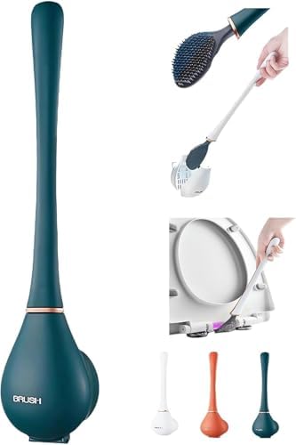 Modern Flexible Silicone Toilet Brush with Wall Holder Green