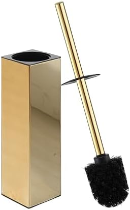 BGL Square Toilet Brush with Gold Holder and 2 Brush Heads