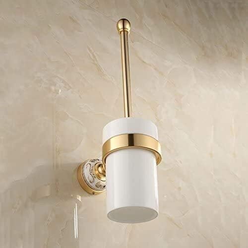 Modern European Toilet Brush Holder with Aluminum Ceramic Brush - Gold