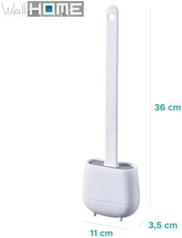 WELL HOME Toilet Brush and Holder White 360 Deep Cleaning