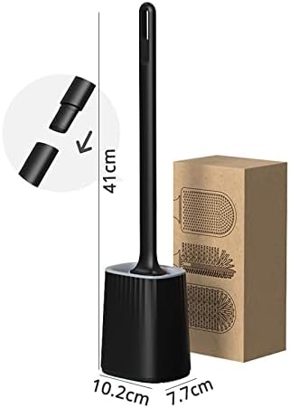 Silicone Toilet Brush with Wall Holder Set Soft TPR Bristles Durable PP Handle
